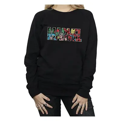 (L, Black) Marvel Comics Womens/Ladies Infill Logo Sweatshirt