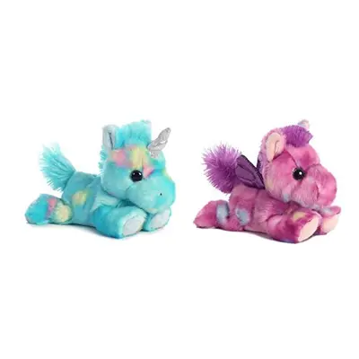 Bundle of Aurora 7" Stuffed Beanbag Animals - Blueberry Ripple Unicorn & Tutti Frutti Pegasus