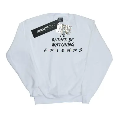 (XL, White) Friends Mens Rather Be Watching Sweatshirt