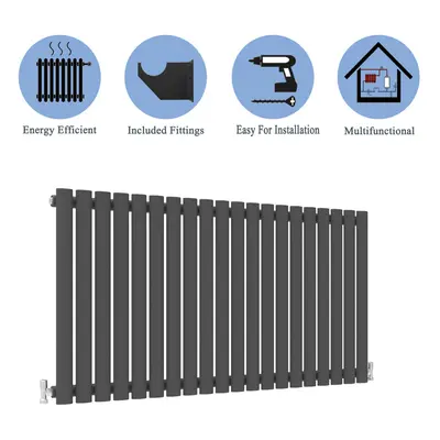 (Single, 600x1003mm) Anthracite Central Heating Oval Column Radiators