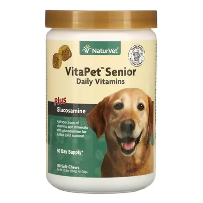 NaturVet, VitaPet Senior, Daily Vitamins Plus Glucosamine, For Dogs