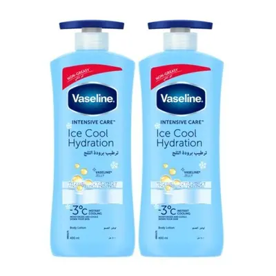 Vaseline Intensive Care Moisturiser Ice Cool Hydration Body Lotion for all skin types 400ml Pack