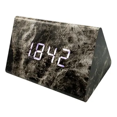 (Brown head lines) LED Digital Display Alarm Clock Voice Control Table Snooze Clocks For Bedroom