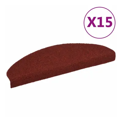 vidaXL 15x Self-adhesive Stair Mats Needle Punch 65x21x4cm Red Tread Rugs