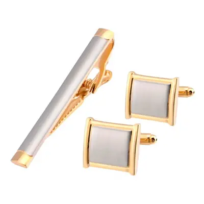 Silver and Gold Cufflinks and Tie Clip Set from Charles William