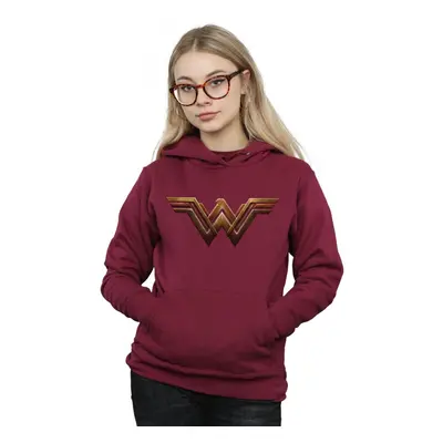 (L, Burgundy) DC Comics Womens/Ladies Justice League Movie Wonder Woman Emblem Hoodie