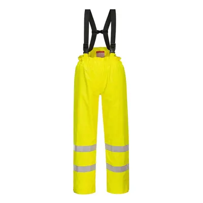 (XXL R, Yellow) Portwest Mens Hi-Vis Bizflame Rain Anti-Static Trousers