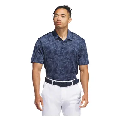 (L, Collegiate Navy/Ink) adidas Golf Mens ULT365 Pine Print Sustainable Stretch Polo Shirt