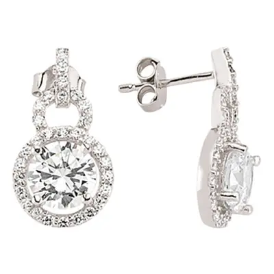 Jewelco London Ladies Sterling Silver Cubic Zirconia Halo Drop Earrings - GVE404