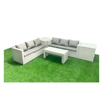 Fimous Seater Garden Outdoor Rattan Furniture Set Rattan Garden Sofa Oblong Coffee Table with Si