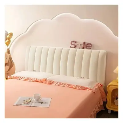 (off white, W180 x H70cm) High Grade Short Plush Quilted Headboard Cover Luxury Soft Thick Velve