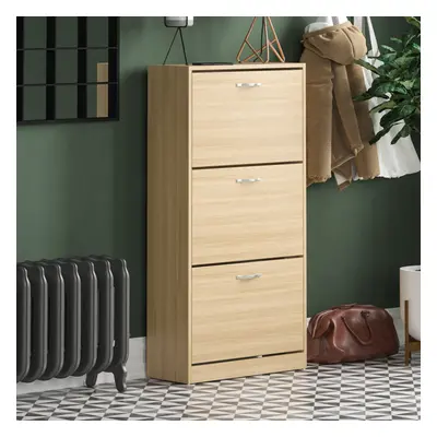 (Pine) Drawer Shoe Cabinet Pull Out Hallway Storage