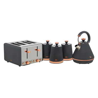 Tower Cavaletto AOBUNDLE021 Kettle And Toaster Set - Grey / Rose Gold