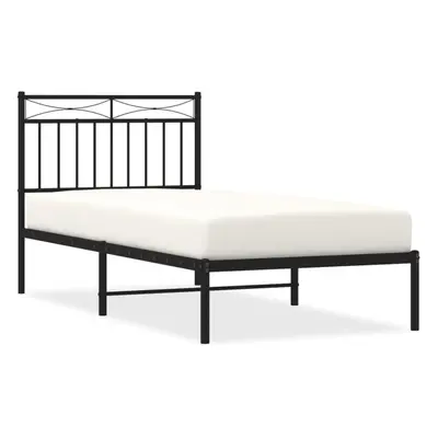 (black, 90x190 cm/with headboard) vidaXL Metal Bed Frame Home Bedroom Bed Base Mattress Foundati