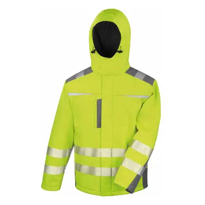 (L, Yellow) Result Safeguard Mens Dynamic Hi-Visibility Softshell Work Coat