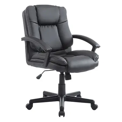 HOMCOM Swivel Executive Office Chair Mid Back PU Leather Chair w/ Arm, Black