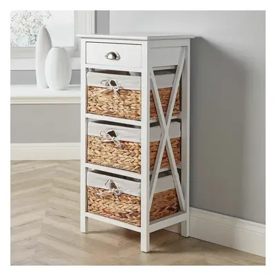 Dartmouth Woven Basket Drawer Storage Chest White Fully Assembled