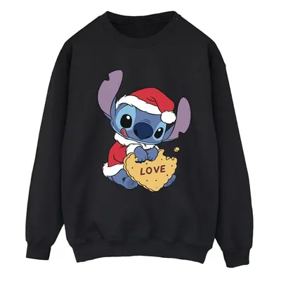 (L, Black) Disney Womens/Ladies Lilo And Stitch Christmas Love Biscuit Sweatshirt