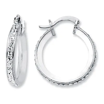 Jewelco London Rhodium Plated Sterling Silver Round Crystal Eternity Hoop Earrings 22mm 3mm - AE