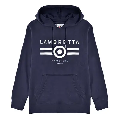 (S, Navy) Lambretta Mens Logo Graphic Pullover Sweatshirt Jumper Hoody Hoodie