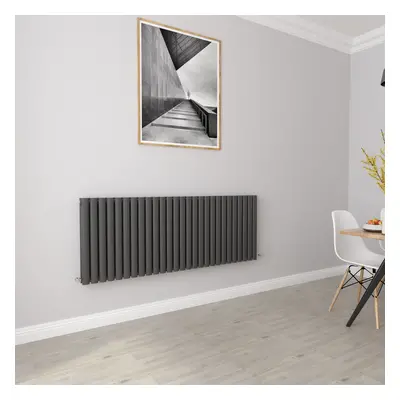 (Double 600x1593mm, Anthracite) Designer Oval Column Radiator Central Heating