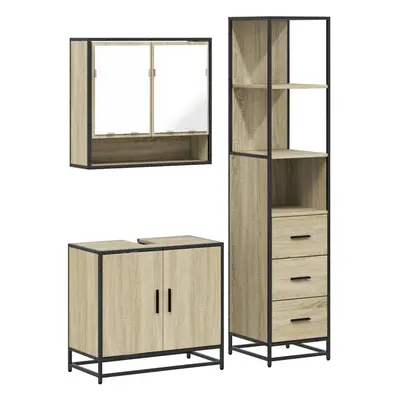 (sonoma oak) vidaXL Piece Bathroom Furniture Set Sonoma Oak Engineered Wood