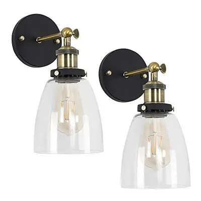 Pair of - MiniSun Retro Style Antique Brass & Black Metal Adjustable Knuckle Joint Wall Light Fi