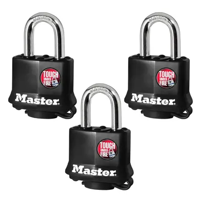 Master Lock 311TRI Keyed Alike Laminated Steel Padlock 3-Pack Black