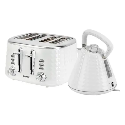 (White) Geepas Kettle & Slice Bread Toaster set