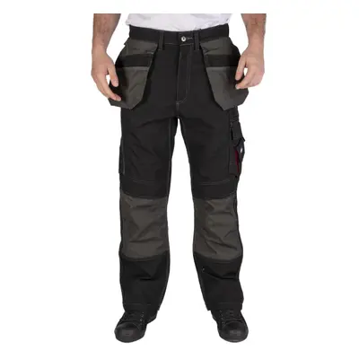 (30R, Black) Lee Cooper Mens Reflective Trim Cargo Trousers