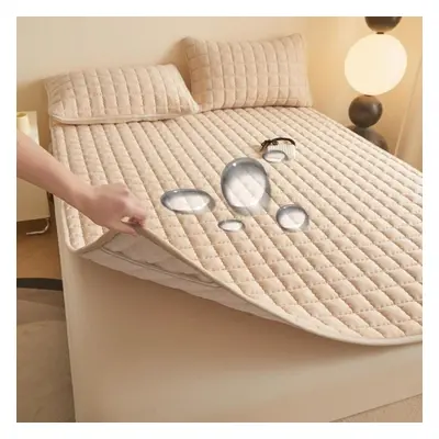 (as the picture, 200x220cm 1pc) Waterproof Mattress Mat With Elastic Quilted Bed Sheet Soft Skin