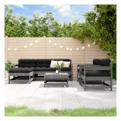 vidaXL Piece Garden Lounge Set Grey Solid Wood Pine