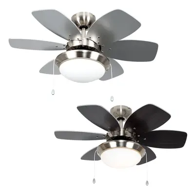 Chrome 30" Modern Ceiling Fan with Light & Reversible Blades