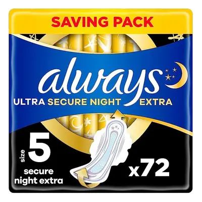 Always Ultra Sanitary Towels with Wings, Secure Night, Size 5, Towels (18 x Packs), MEGA PACK, O