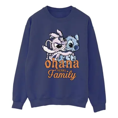 (L, Navy Blue) Disney Womens/Ladies Lilo And Stitch Ohana Angel Hug Sweatshirt