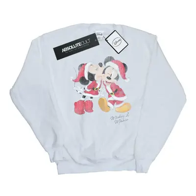 (S, White) Disney Womens/Ladies Mickey And Minnie Christmas Kiss Sweatshirt