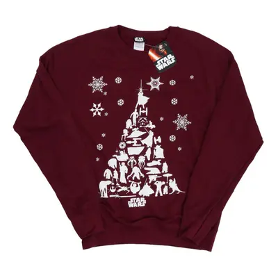 (XS, Burgundy) Star Wars Womens/Ladies Christmas Tree Sweatshirt