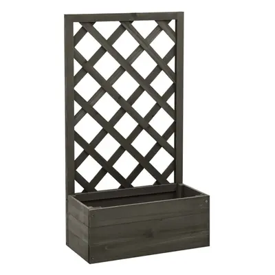 vidaXL Solid Firwood Garden Trellis Planter Grey Wooden Planter Pot Raised Bed