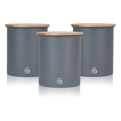 Swan SWKA17513GRYN Nordic Scandi Set of Storage, Tea, Coffee and Sugar Canisters, Slate Grey, St