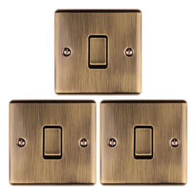 3 PACK Gang 20A Single Light Switch ANTIQUE BRASS & BLACK Way Metal Rocker