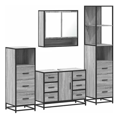 (grey sonoma) vidaXL 4ÃÂ Piece Bathroom Furniture SetÃÂ Black Engineered Wood bathroom cabinet