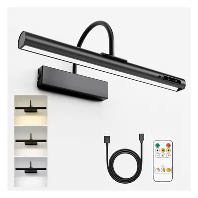 (Black) Wall Picture Light, Rechargeable Picture Light with Remote Control, Dimmable and Color T