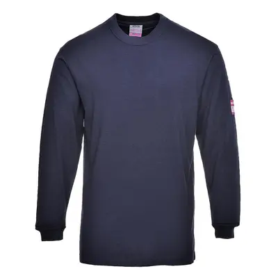 (L, Navy) Portwest Mens Flame Resistant Anti-Static Long-Sleeved T-Shirt