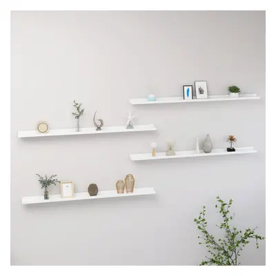 vidaXL 4x Wall Shelves White 115x9x3 cm Hanging Display Racks Furniture Home