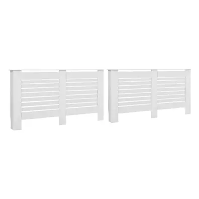 vidaXL 2x Radiator Covers White MDF Living Room Bedroom Heater Cabinet Shelf