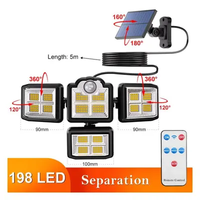 (Separation-198 SMD) 122/138/171/198/333 Led Solar Lights Outdoor Motion Sensor Human Induction 