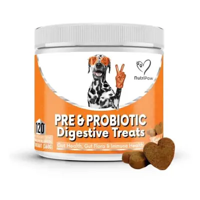 NutriPaw Pre & Probiotic Digestive Treats For Dogs - Gut & Digestive Health, Sensitive Tums, Ana