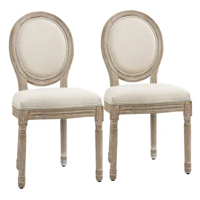 HOMCOM French-Style Dining Chairs Set of with Linen Upholstery, Cream