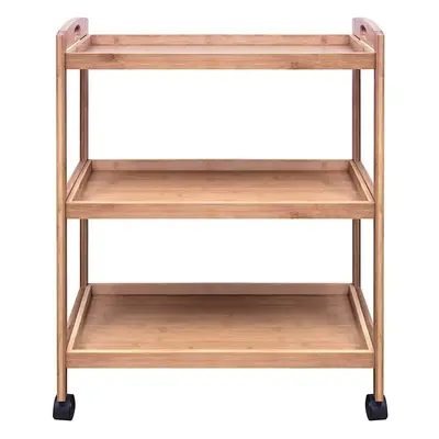 3 Tier Bamboo Kitchen Storage Trolley With Wheels Kitchen Cart