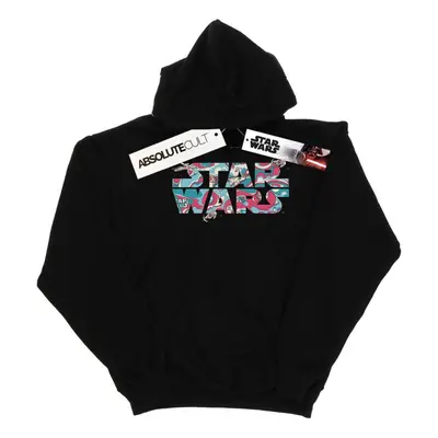 (S, Black) Star Wars Womens/Ladies Wavy Ship Logo Hoodie